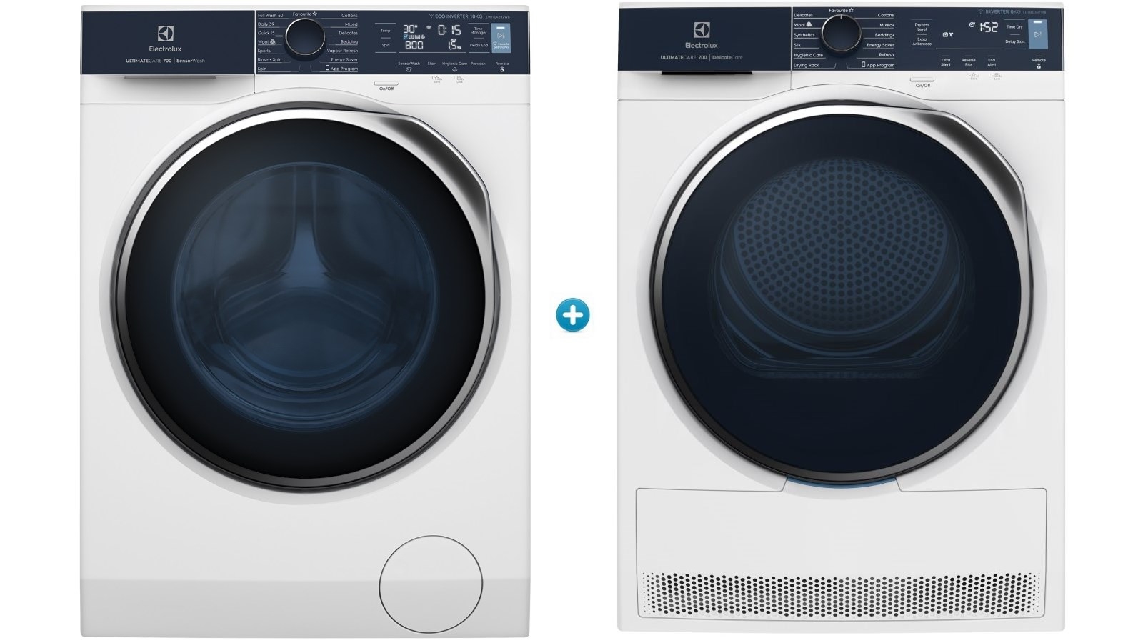Electrolux 10kg SensorWash Washing Machine plus 8kg UltimateCare 700 Dryer Package