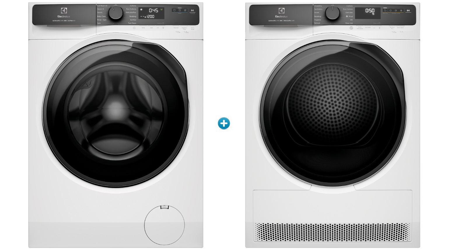 Electrolux 8kg Ultimate Care 500 Front Load Washer plus 8kg Heat Pump Dryer Package - White