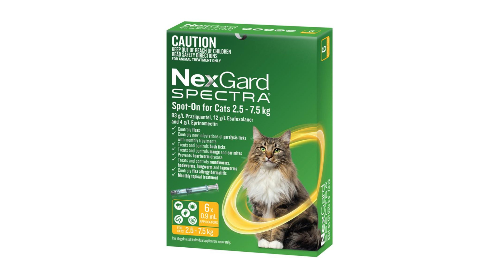 Nexgard Spectra WNGSOCL6 Pack of 6 Spot-On for Cat - 2.5-7.5kg