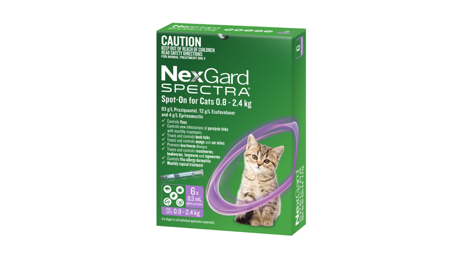 Nexgard Spectra WNGSOCS6 Pack of 6 Spot-On for Cat - 0.8-2.4kg