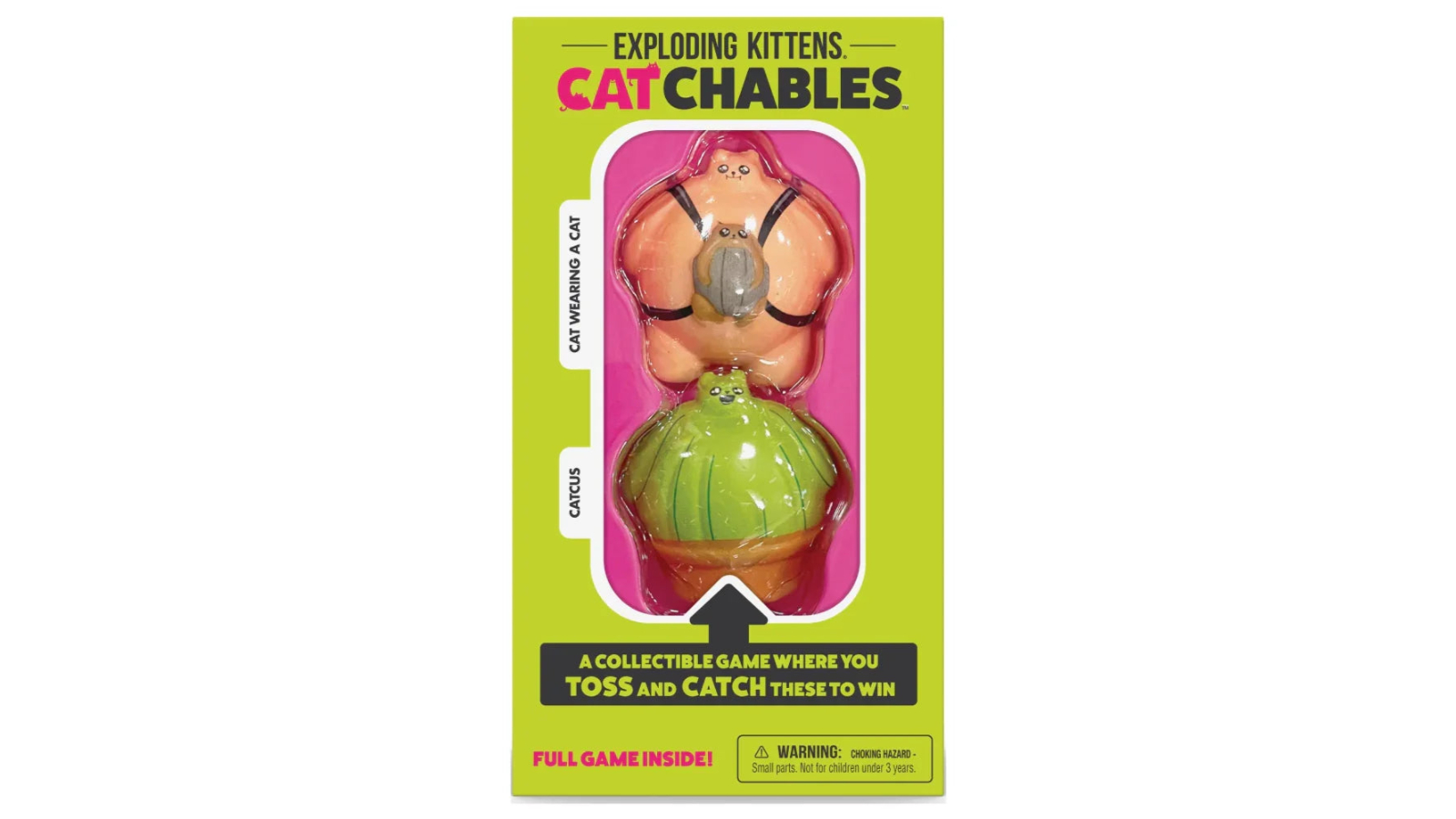Exploding Kittens Catchables 2-Cat Wearing a Cat and Cactus Party Game