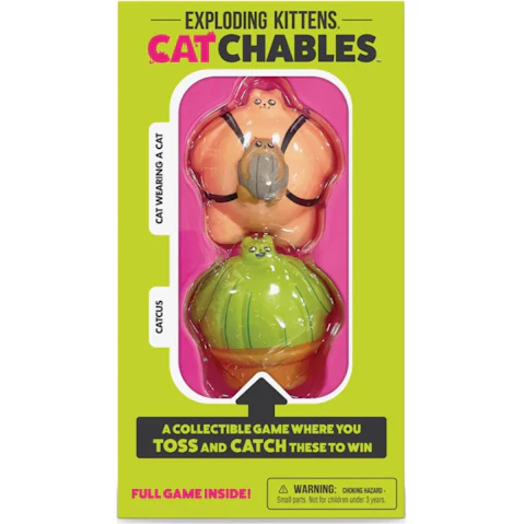 Exploding Kittens Catchables 2-Cat Wearing a Cat and Cactus Party Game