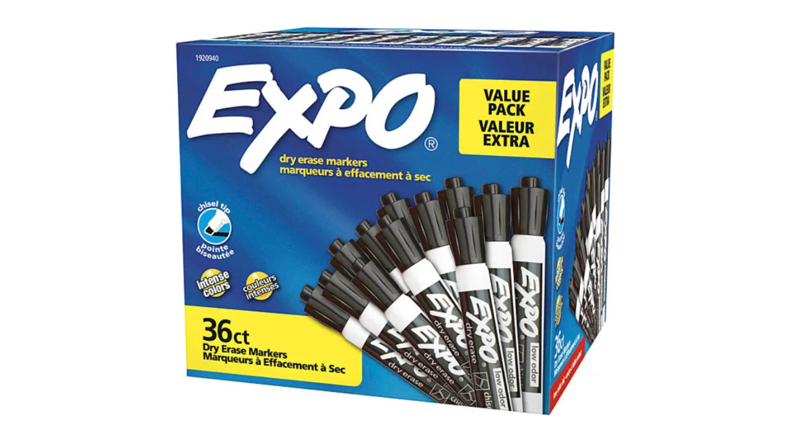 Expo Pack of 36 Dry Erase Chisel Whiteboard Marker - Black