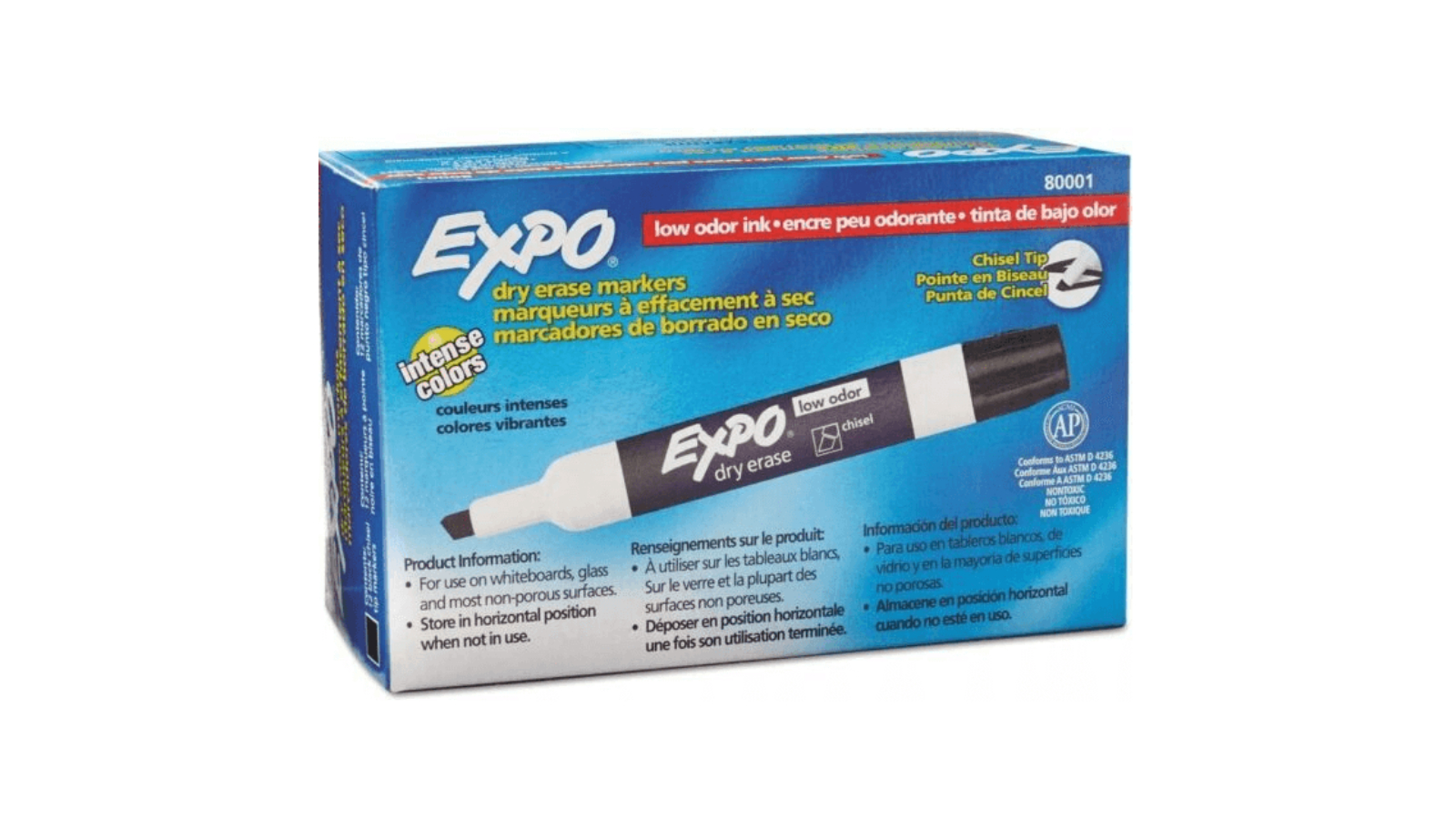 Expo Box of 12 Chisel Tip Whiteboard Marker - Black | Harvey Norman