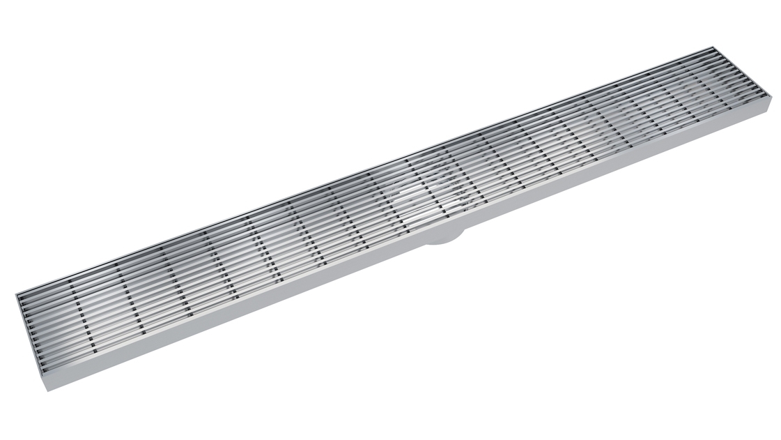 Linsol EzyFlow 800 Linear Heelguard Channel Grate - Brushed Steel