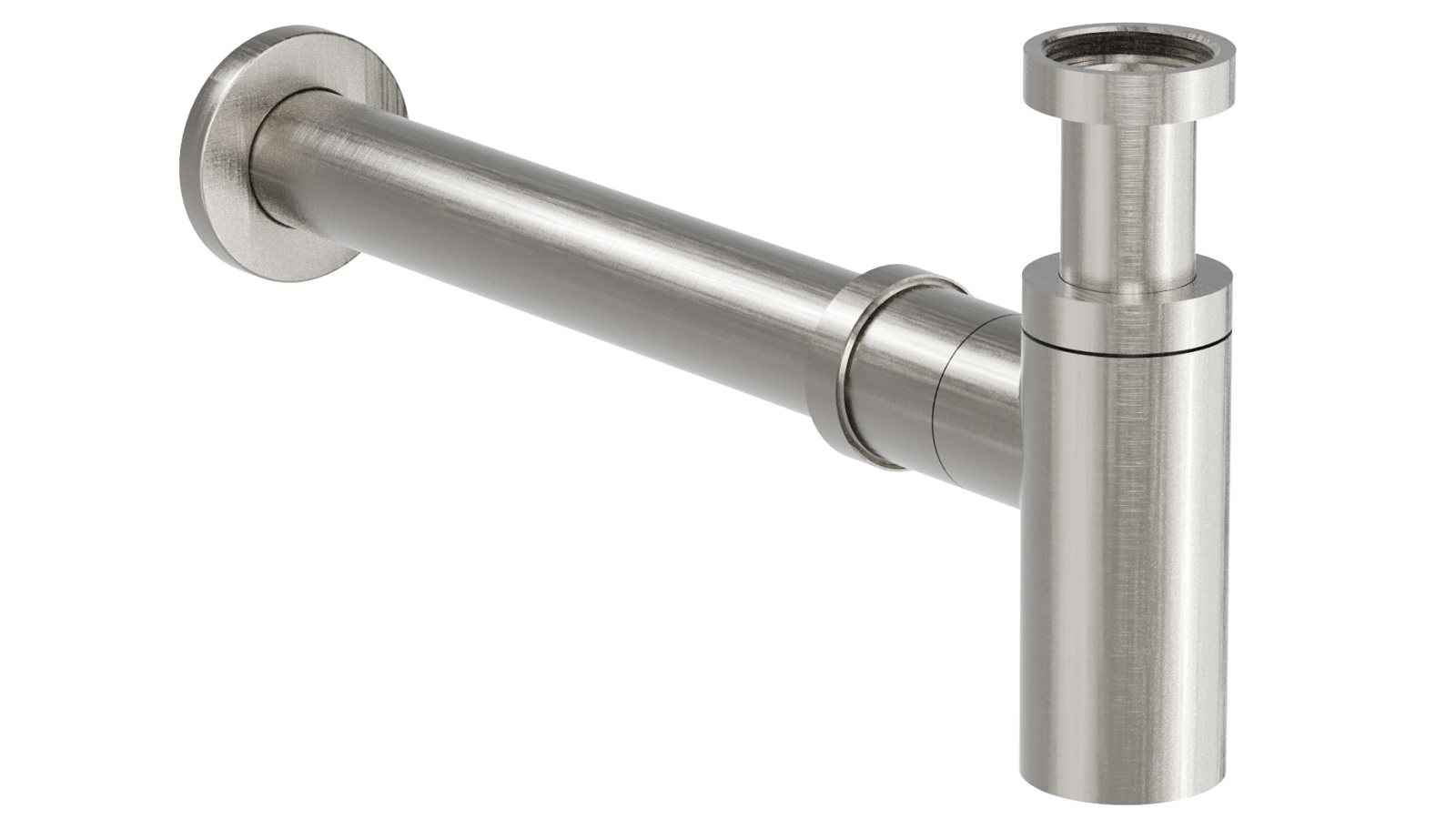 Linsol EzyFlow 32mm Brass Round Bottle Trap - Brushed Nickel