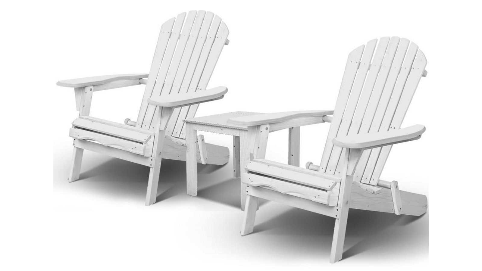 Gardeon Outdoor Wooden 3 Piece Chairs Table Set - White