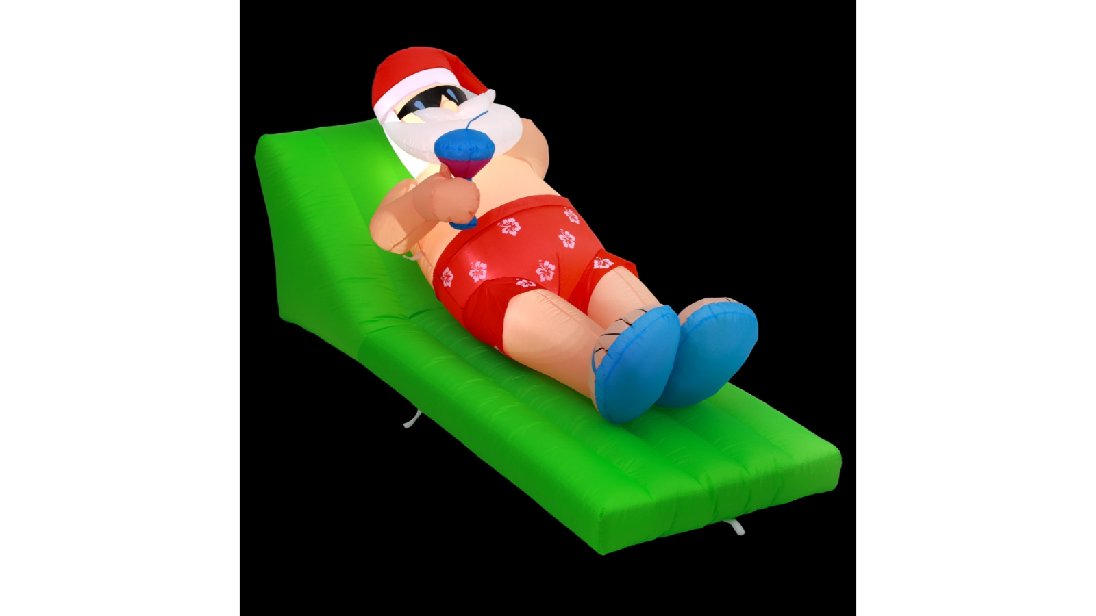 Jingle Jollys Christmas Inflatable LED Santa Bench Illuminated Decoration - 1.8metre