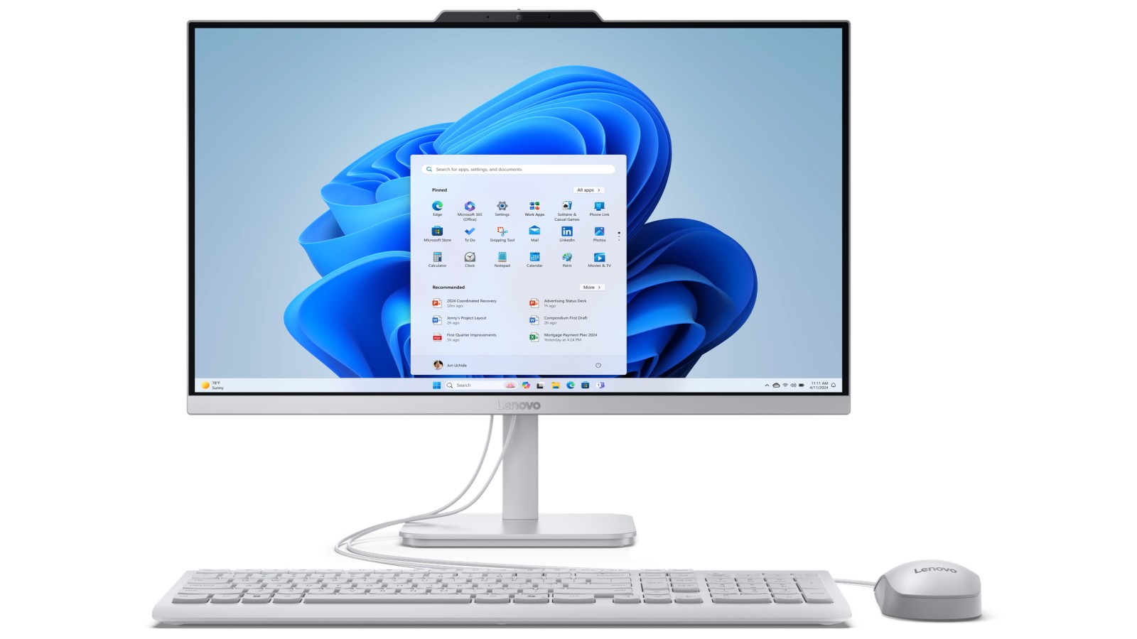 Lenovo A105 23.8-inch Ryzen 5-40/8GB/512GB SSD All-in-One Desktop - Cloud Grey