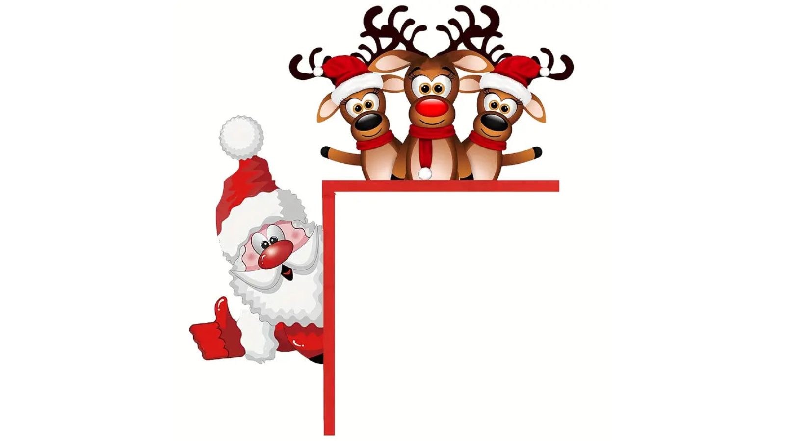 TM Door Corner Santa and Reindeer Wooden Frame Decoration