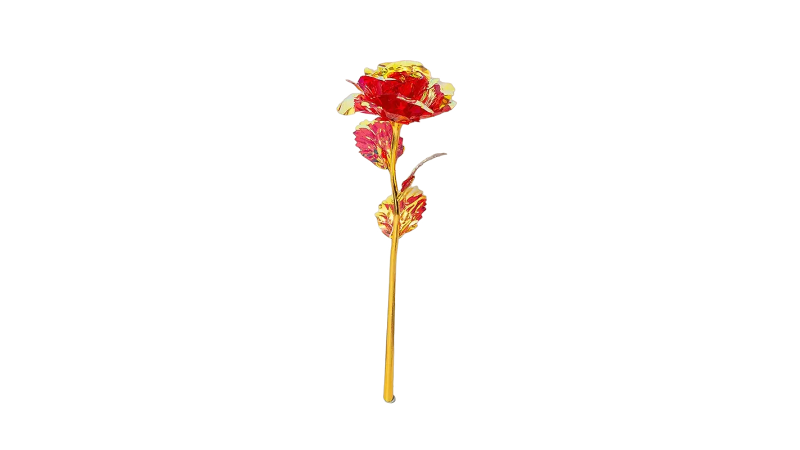 TM Set of 10 Golden Foil Artificial Flower Roses - Red  