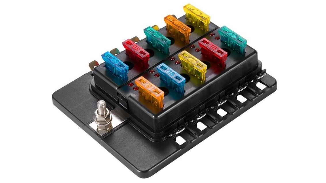 10-Way Standard Blade Fuse Box Holder – 12V/24V Heavy Duty For Car, Van, Marine – Kit With Fuses 4 thumbnail image