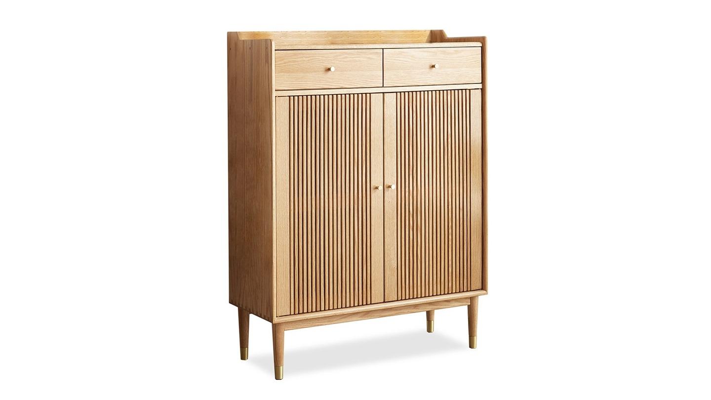 MIUZ 4-Layer Double Door Solid American Oak Shoe Cabinet