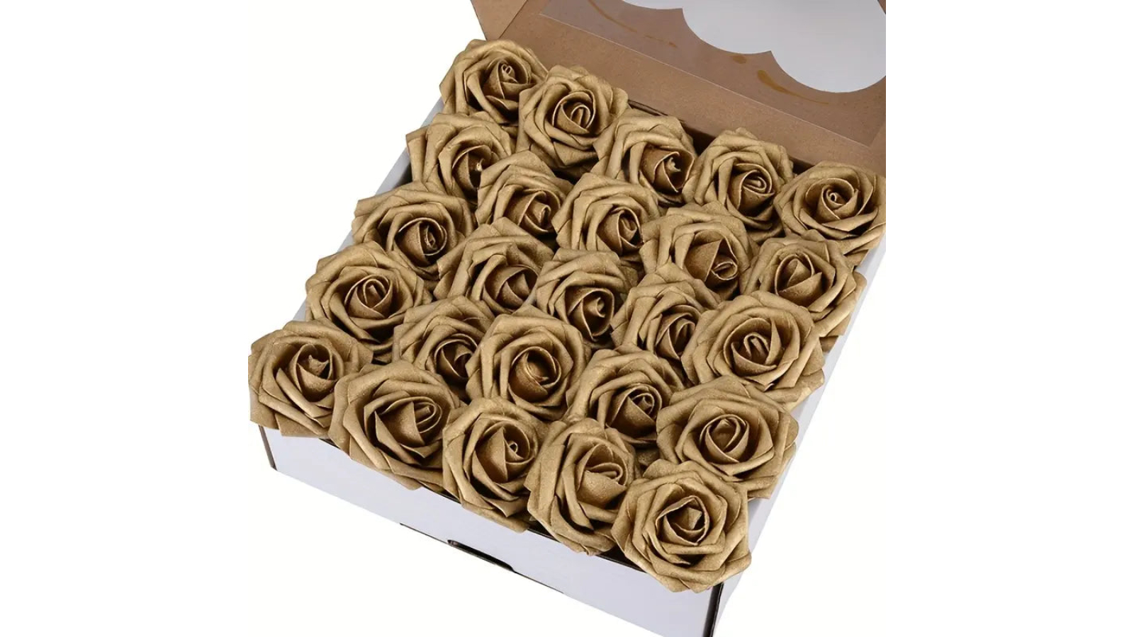 TM 25 Piece Golden Artificial Rose Flowers Set