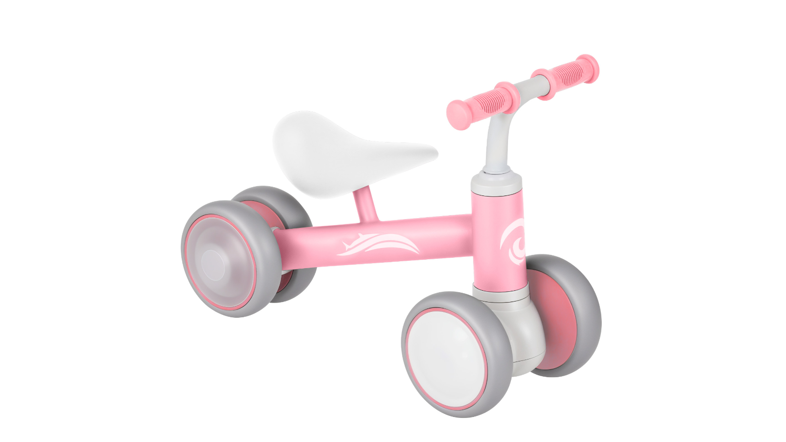 Advwin Baby Balance Bike Ride-on Toy with 4 Wheel - Pink/White