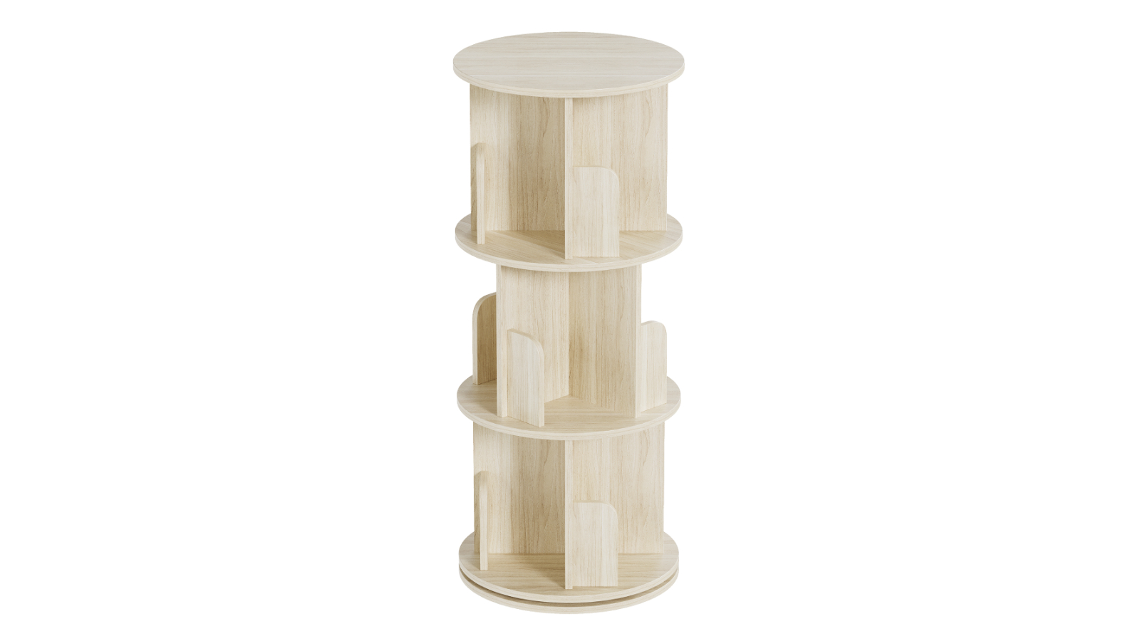 Advwin 3-Tier Rotating Corner Bookcase - Oak