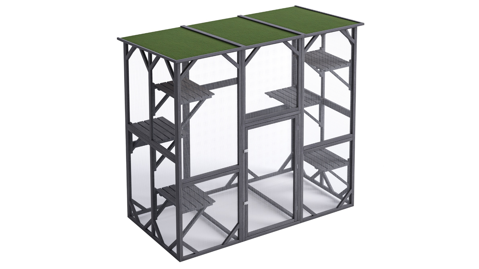 Advwin XX-Large Wooden Cat Cage House - Grey