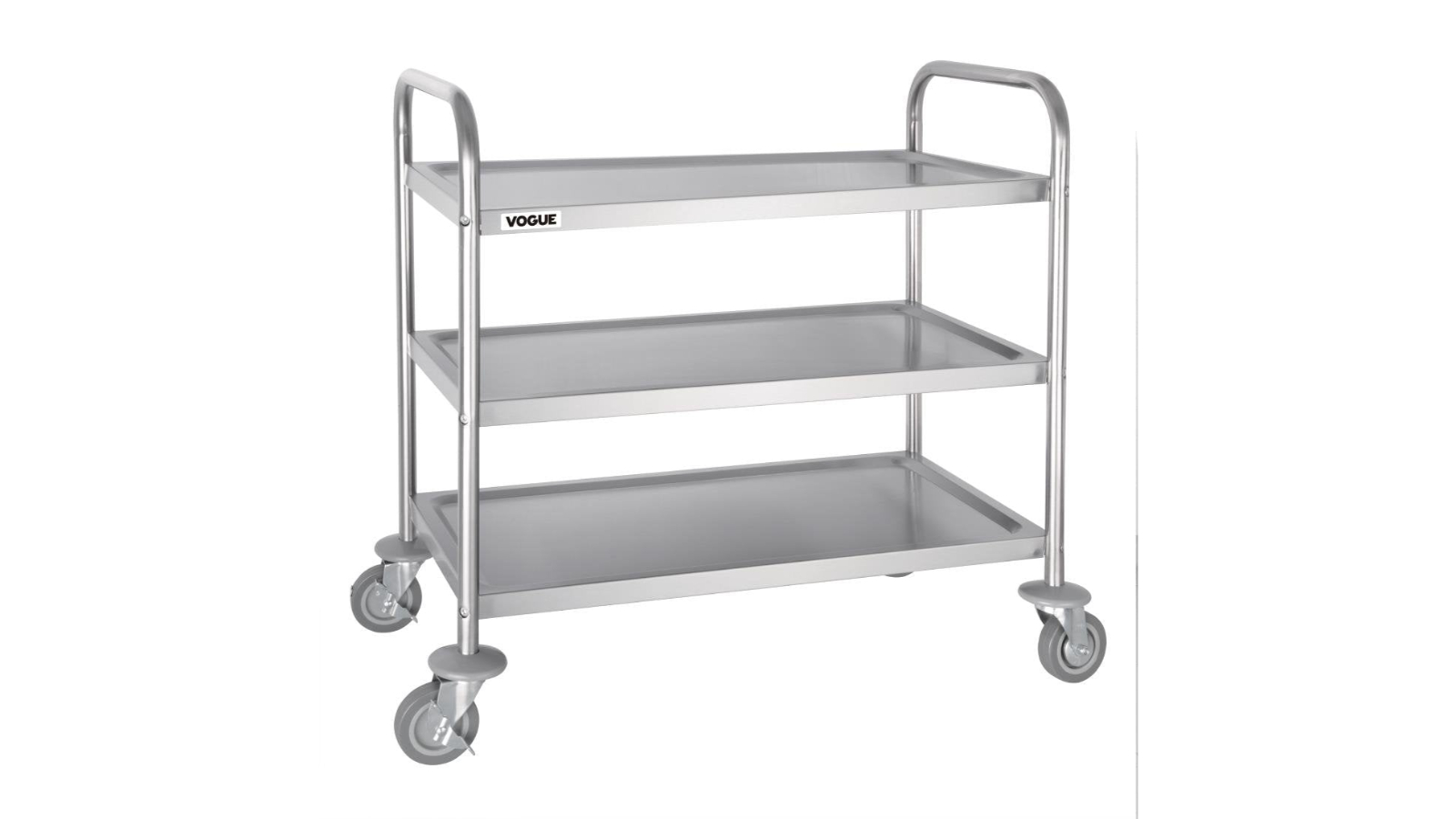 Vogue 3-Tier Medium Stainless Steel Clearing Trolley 