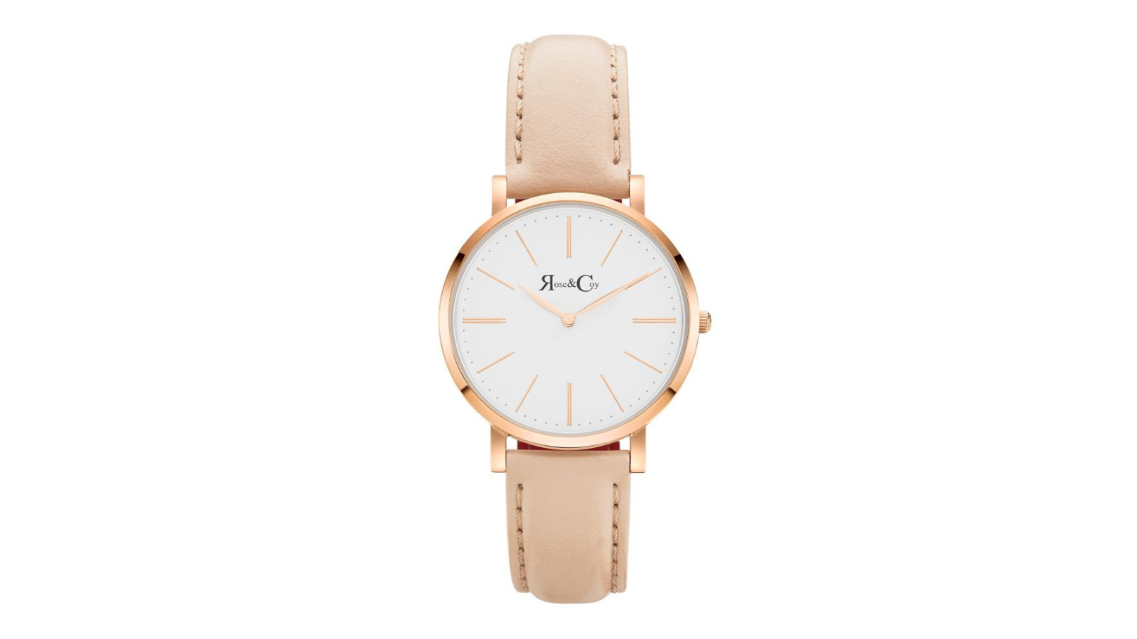 Rose and Coy 3.4cm Mini Pinnacle Ultra Slim Leather Watch - Rose Gold/Peach