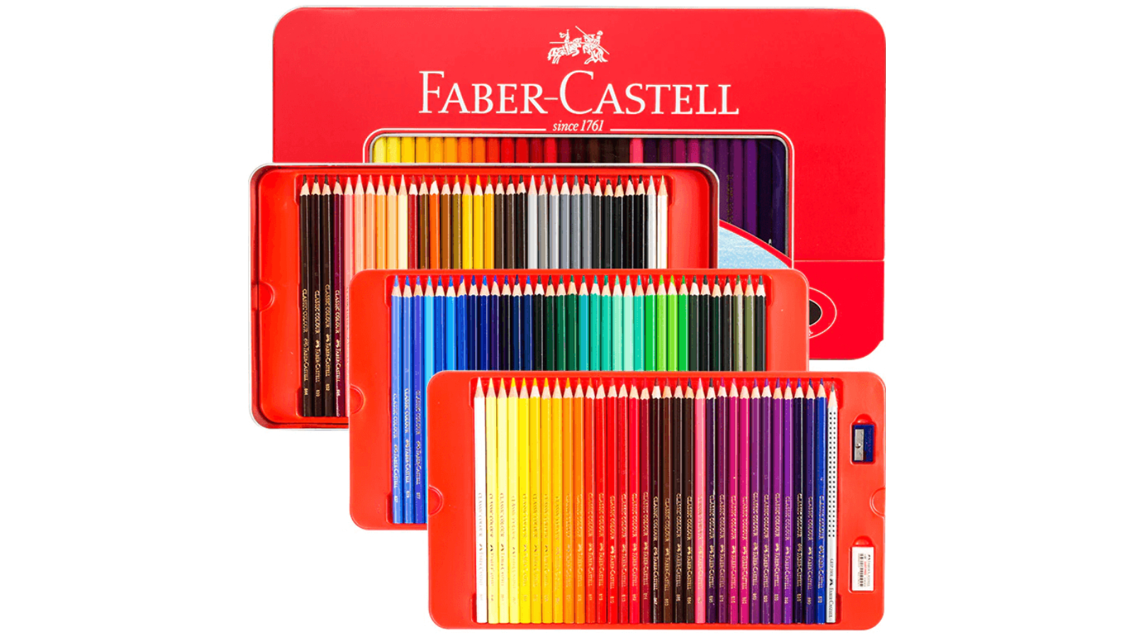 Faber Castell Pack of 100 Classic Sketch Coloured Pencil Sharpener Set