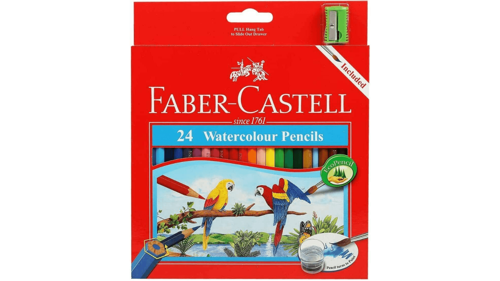 Faber Castell Pack of 24 Classic WaterColour Pencil + Sharpener and Brush