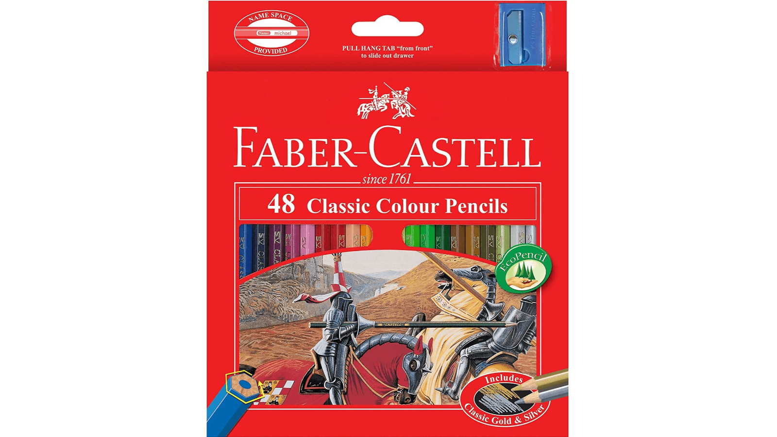 Faber Castell Pack of 48 Classic Coloured Pencil with Sharpener Set