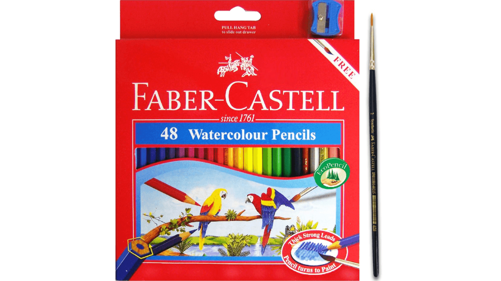 Faber Castell Pack of 48 Classic WaterColour Pencil + Sharpener and Brush