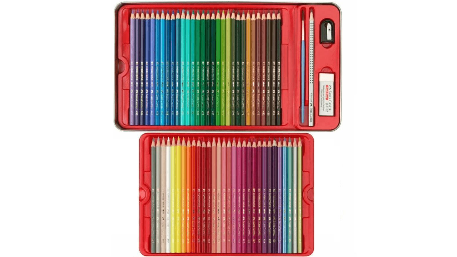 Faber Castell Pack of 60 Sharpener Eraser Brush Watercolour Colour Pencil Set