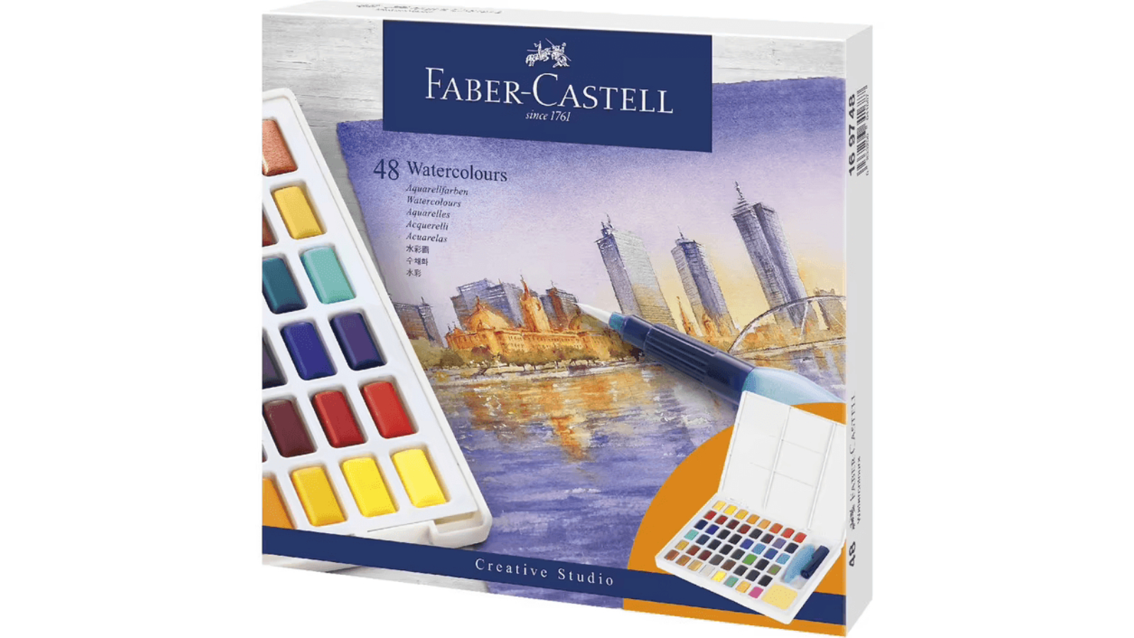 Faber Castell 48 Piece Creative Studio Watercolour Paint Set with Brush