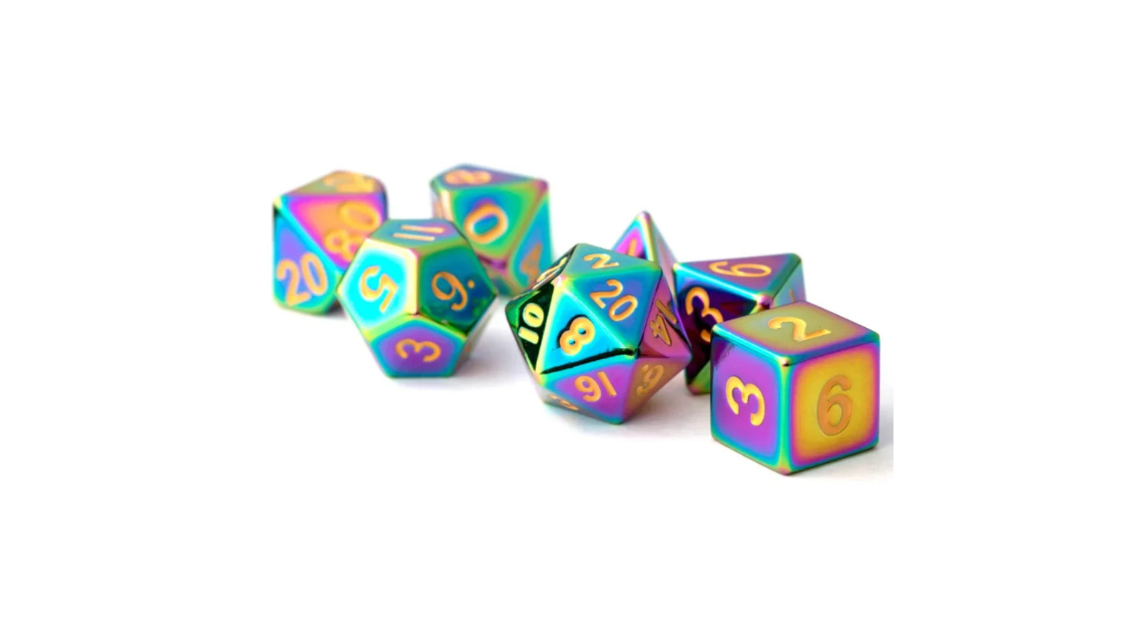 Fanroll By Metallic Dice Games Torched Rainbow Accessories Metal Polyhedral Dice Set
