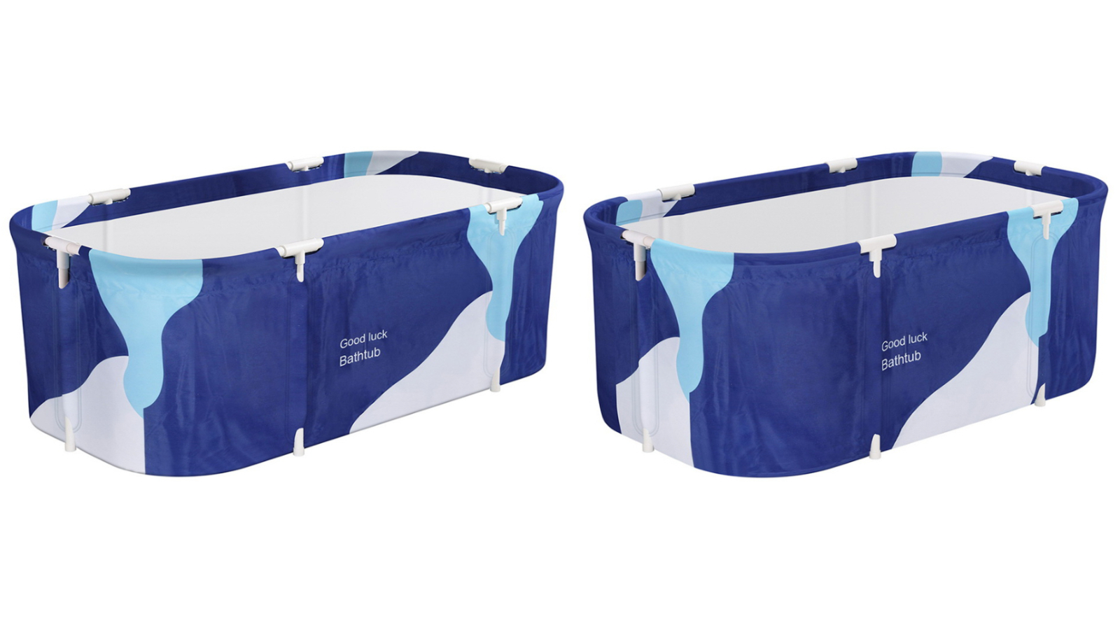 Weisshorn Navy Blue Foldable PVC Bathtub Spa Bucket with Inflatable Cushion