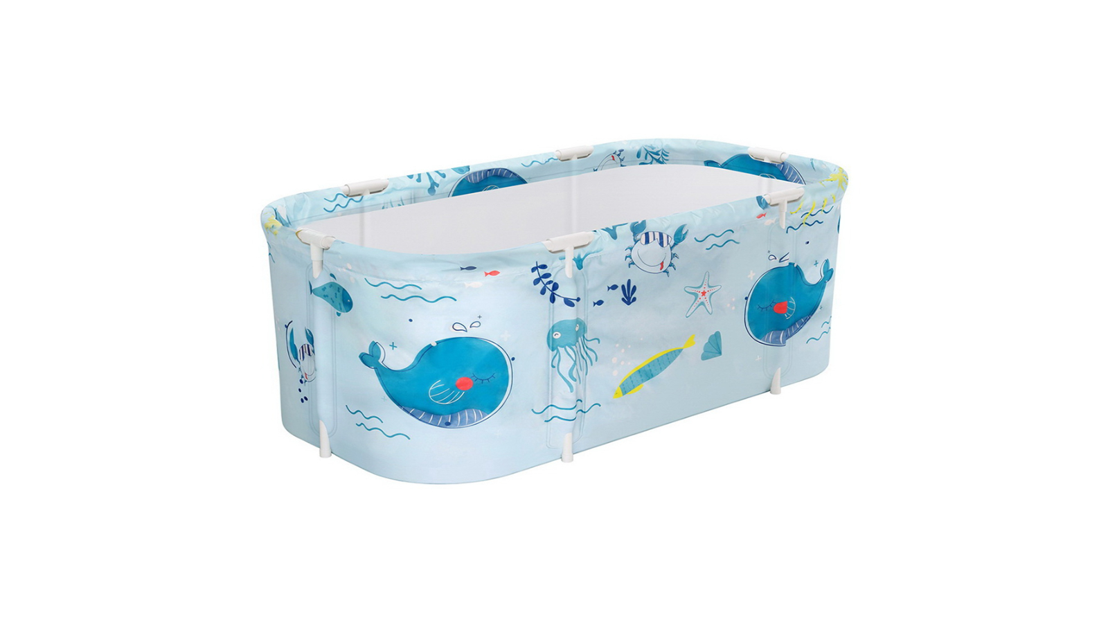 Weisshorn Blue Foldable PVC Bathtub Spa Bucket with Inflatable Cushion - 132 x 65cm