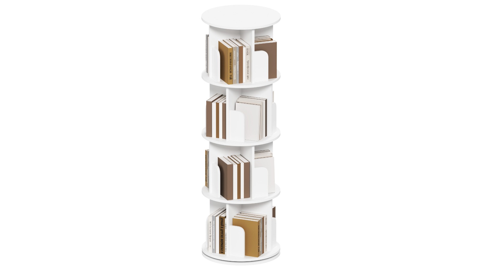 Advwin 4-Tier Wooden Rotating Corner Bookcase - White
