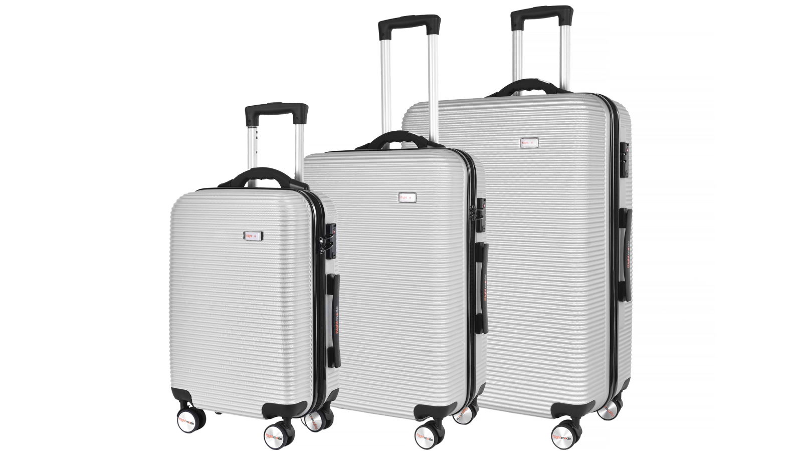Flightmode 3-Piece Lightweight Suitcase with Digital Scale and USB Charging - Silver
