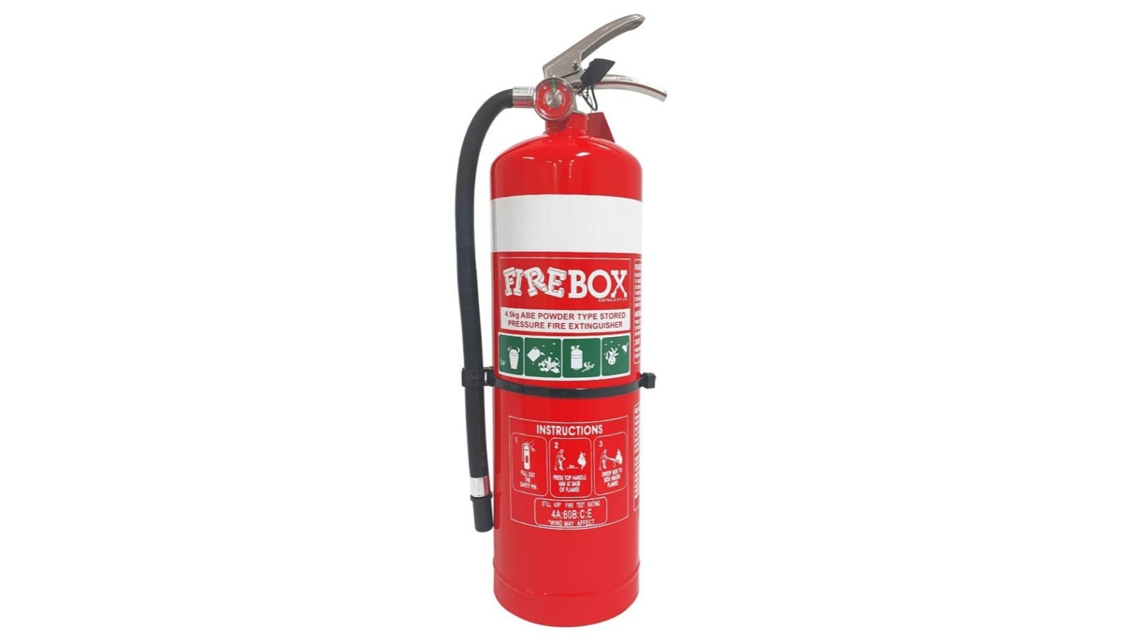 FIREBOX 4.5kg High Pressure Dry Powder Fire Extinguisher with Vehicle and Wall Bracket