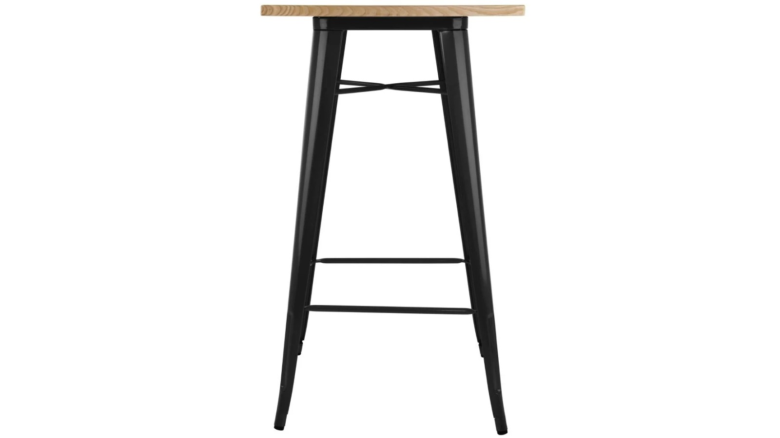 Bolero 60cm Black Bistro Metal Square Bar Table with Wooden Top
