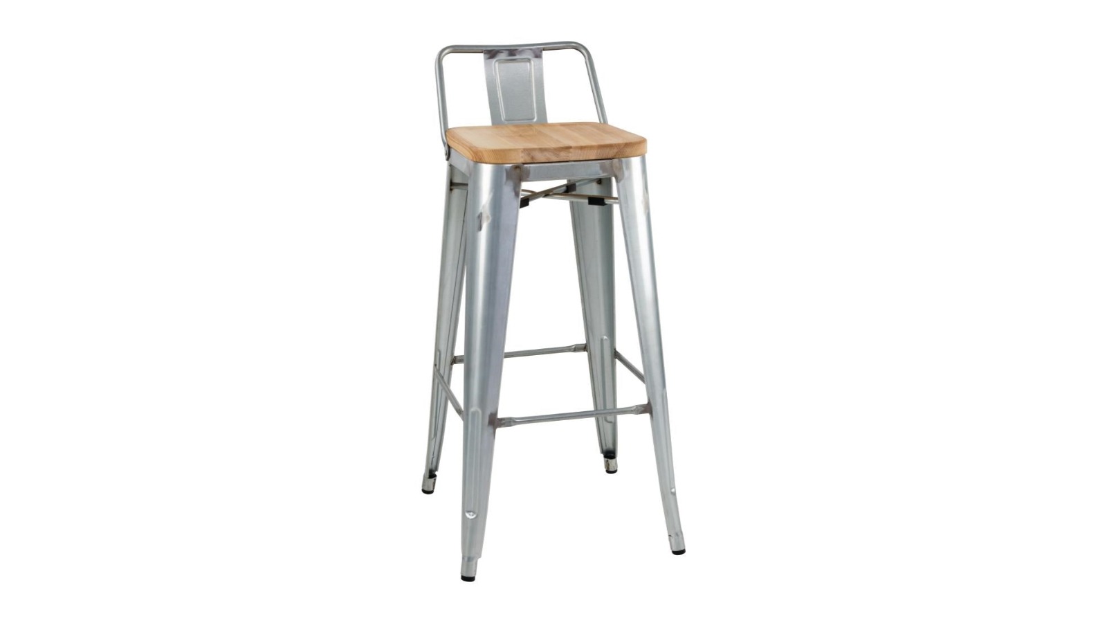 Bolero Pack of 4 Bistro High Stool with Wooden Seat Pad