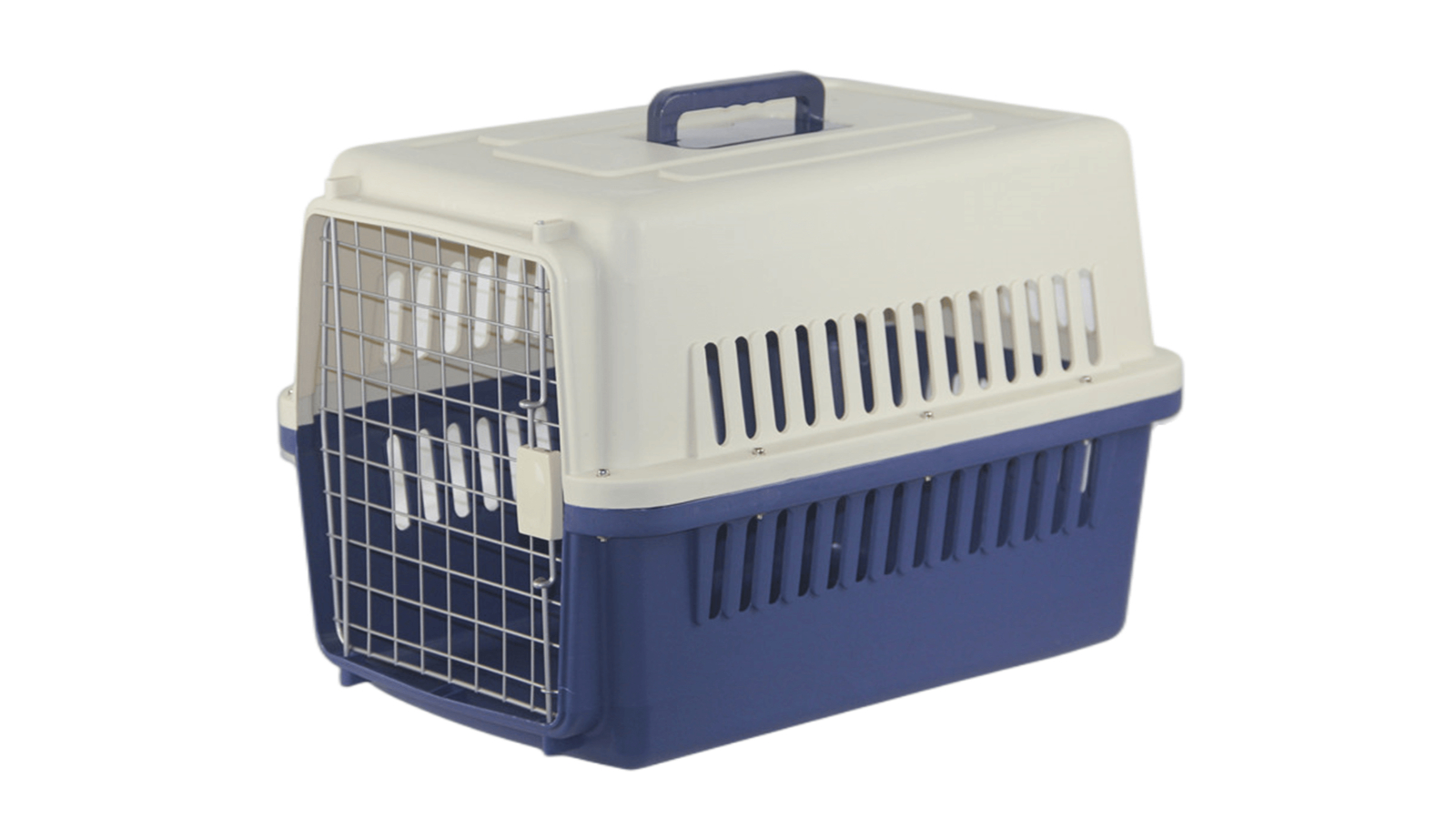 YES4PETS Medium Pet Airline Cage with Bowl and Tray - Dark Blue
