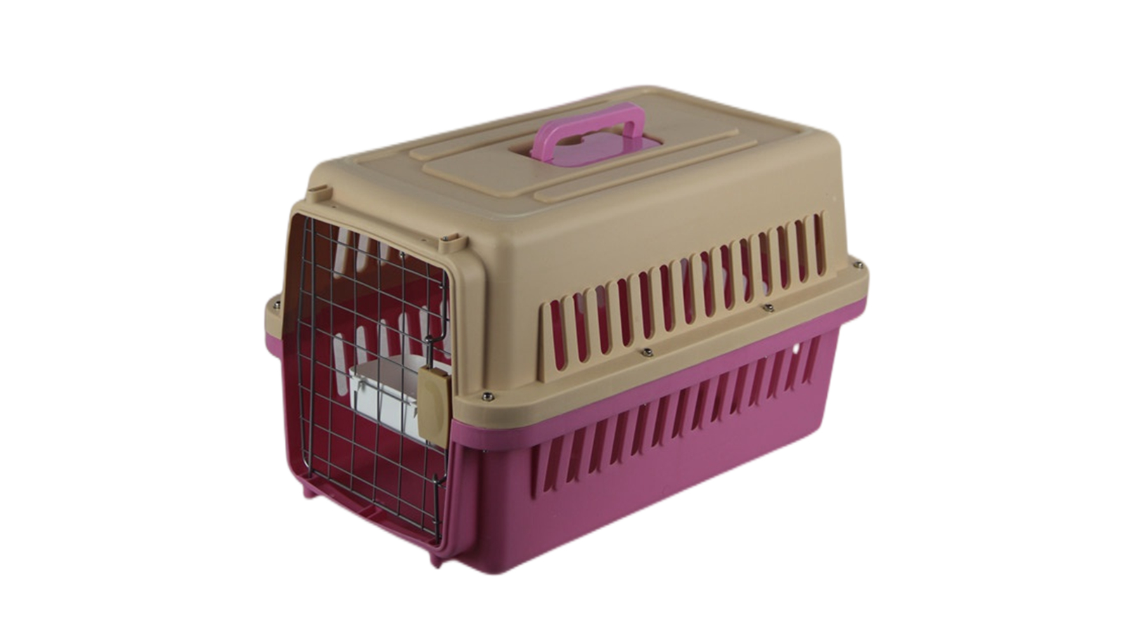 YES4PETS Medium Pet Airline Cage with Bowl and Tray - Pink