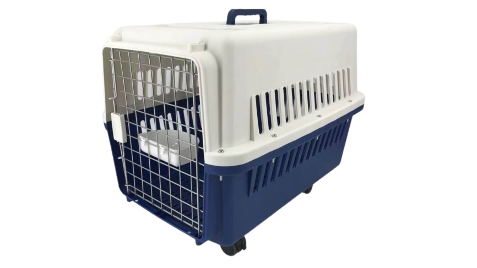 YES4PETS X-Large Pet Airline Cage with Bowl Tray and Wheel - Dark Blue