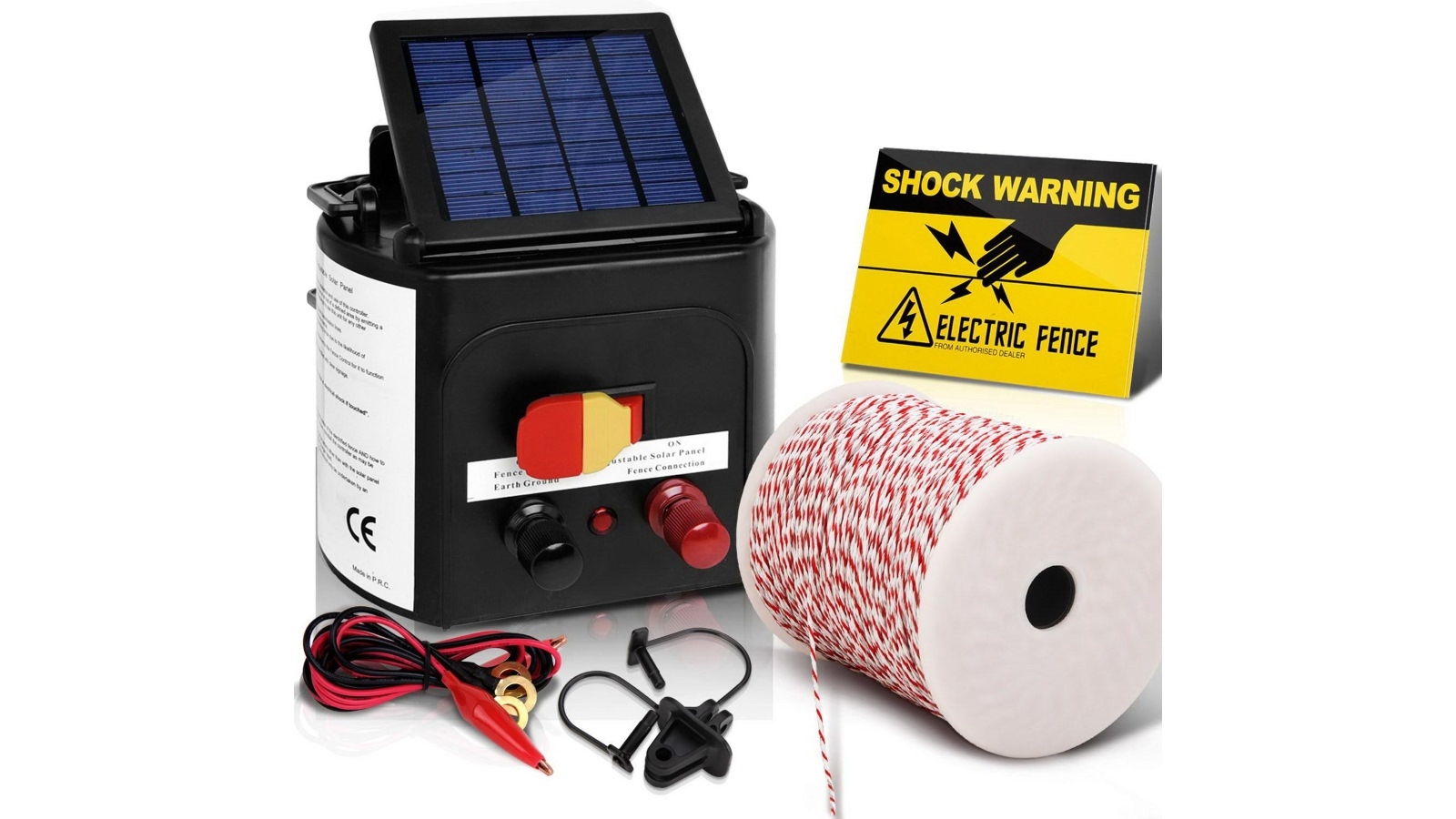 Giantz 5km 0.15J Solar Electric Fence Energiser 500m Wire