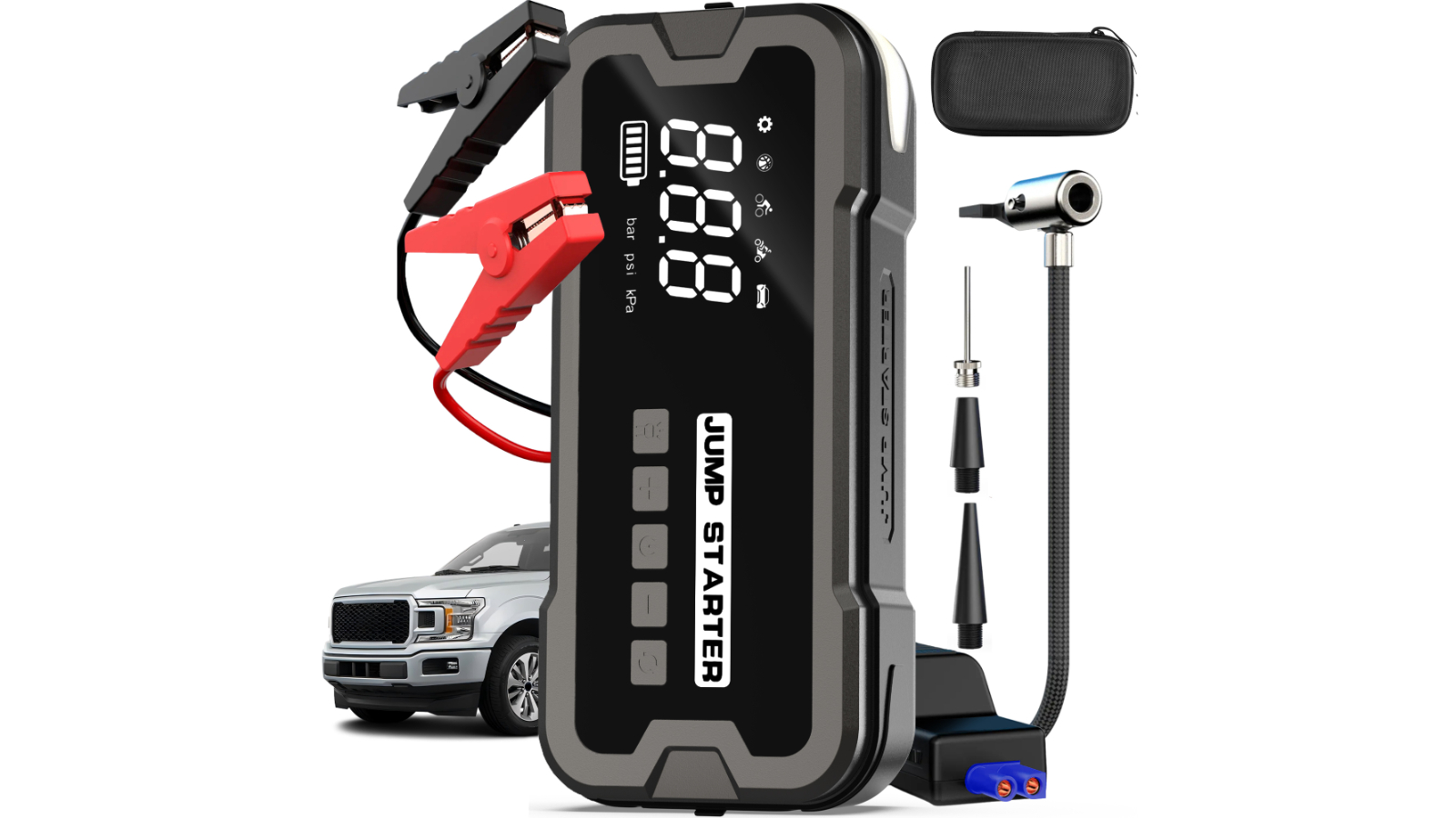 Advwin 4000A Car Jump Starter 24000mAh Power Bank and Air Compressor for 12V Vehicles