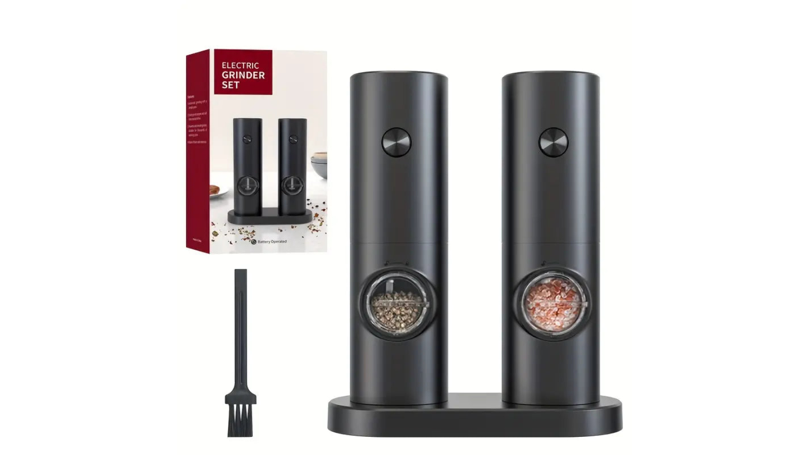 NNETM 2 Piece Electric Pepper Grinder Set