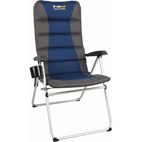OzTrail 5 Position Cascade Arm Chair - Blue/Grey