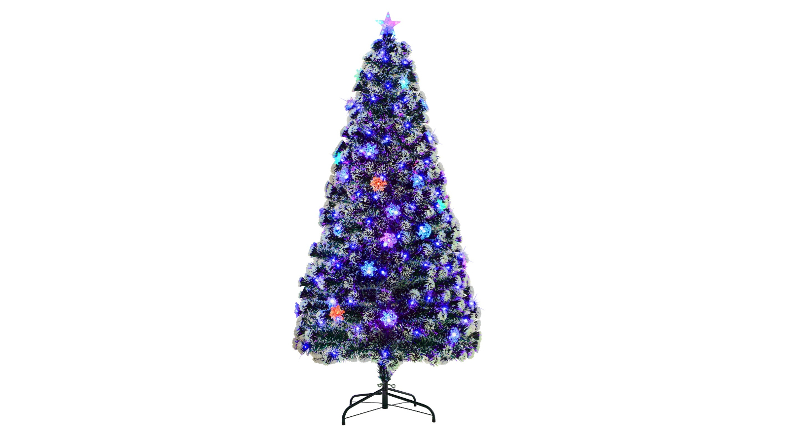 Tinseltown Snowy Multi-Coloured Optic Fibre 230 Tip LED Christmas Tree - 180cm