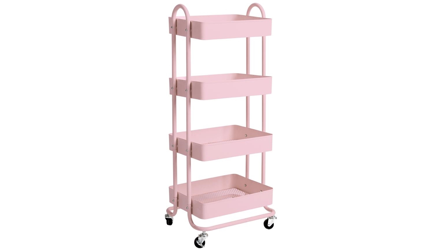 Levede 4 Tiers Kitchen Trolley Cart Steel Storage Rack Shelf Organiser - Pink
