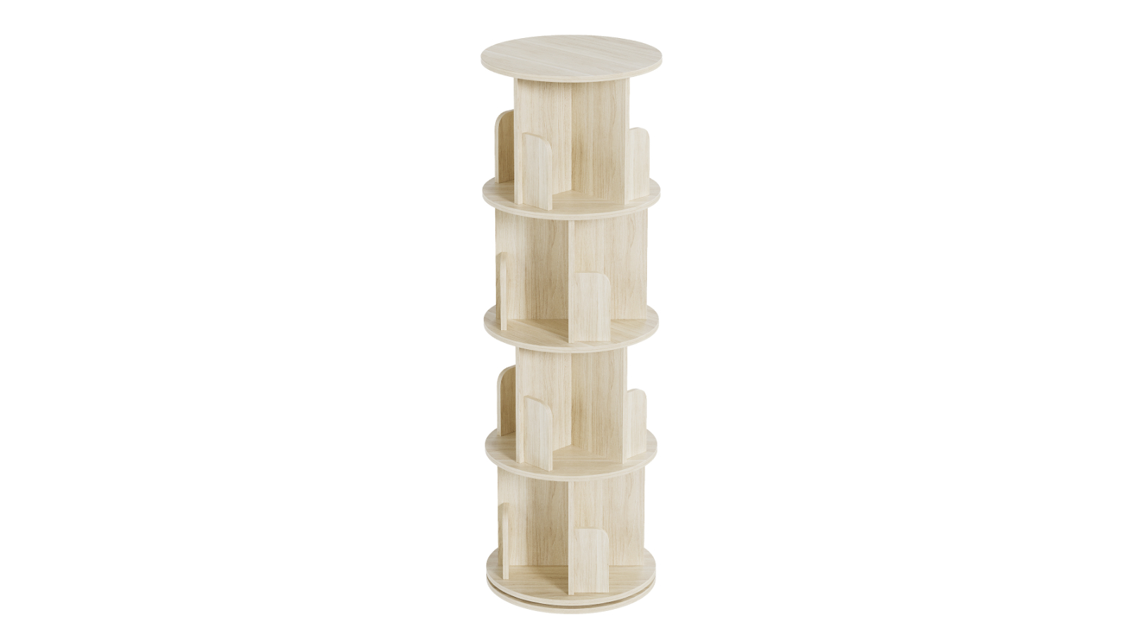 Advwin 4-Tier Rotating Corner Bookcase - Oak