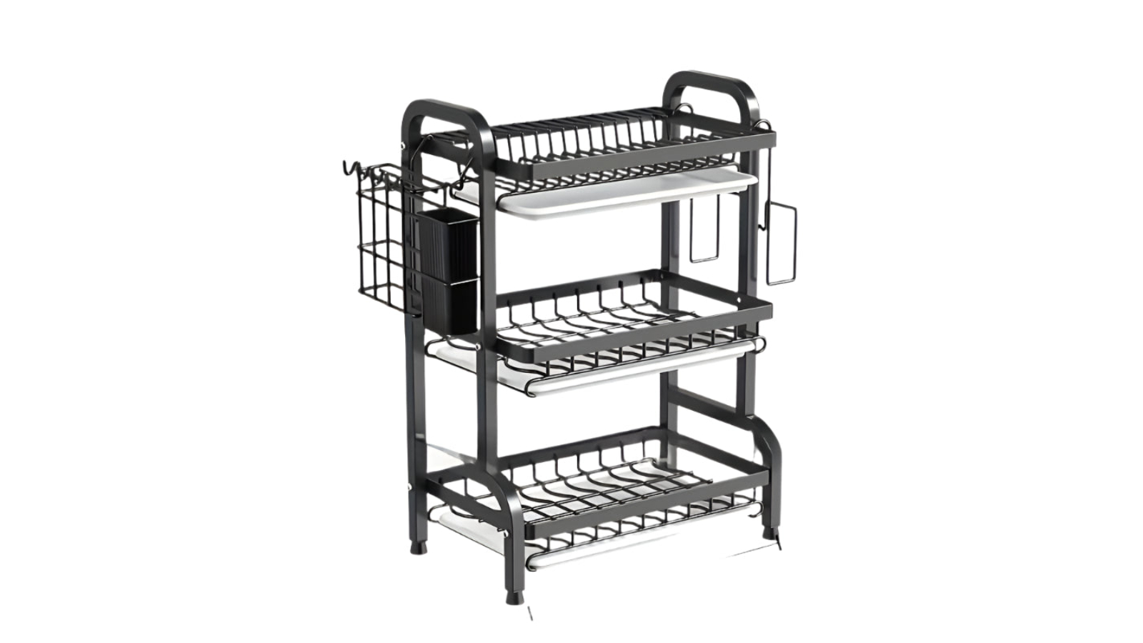 NNETM 3-Tier Dish Rack with Utensil and Board Holder