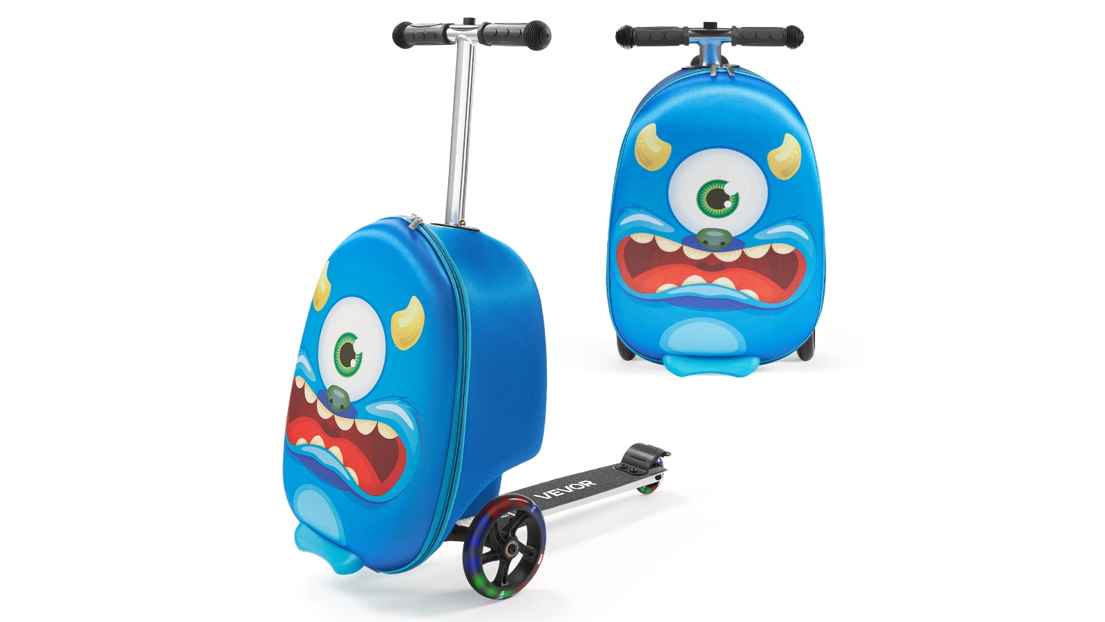 Vevor 20inch Ride-on Kids Scooter Suitcase with Flash Wheel - Blue