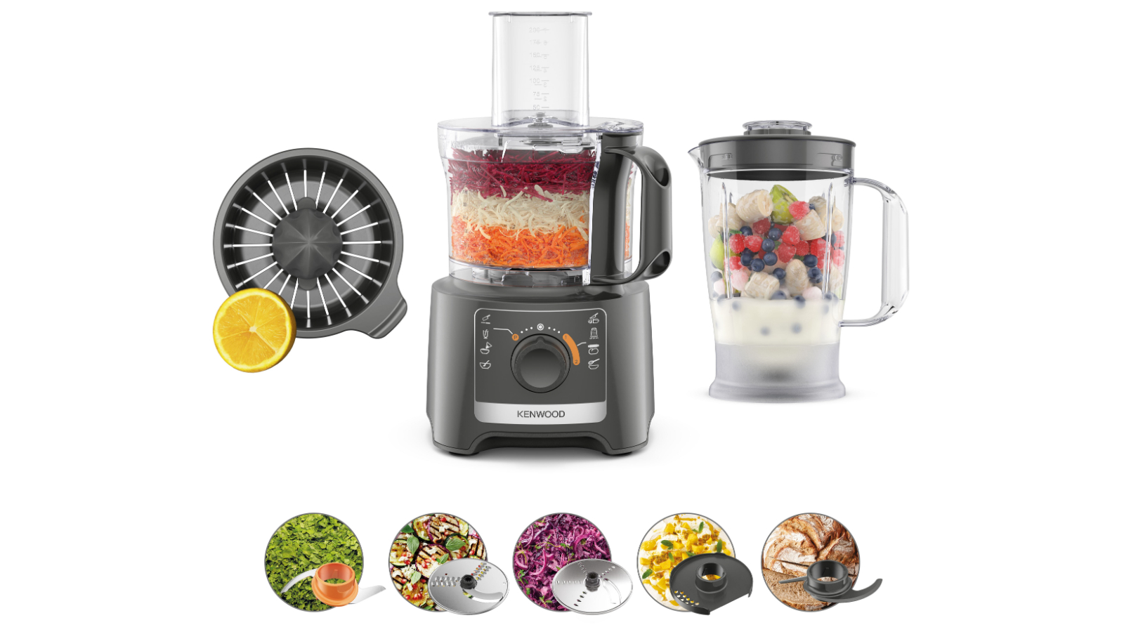 Kenwood MultiPro Compact All-in-1 System Food Processor and Blender - Grey